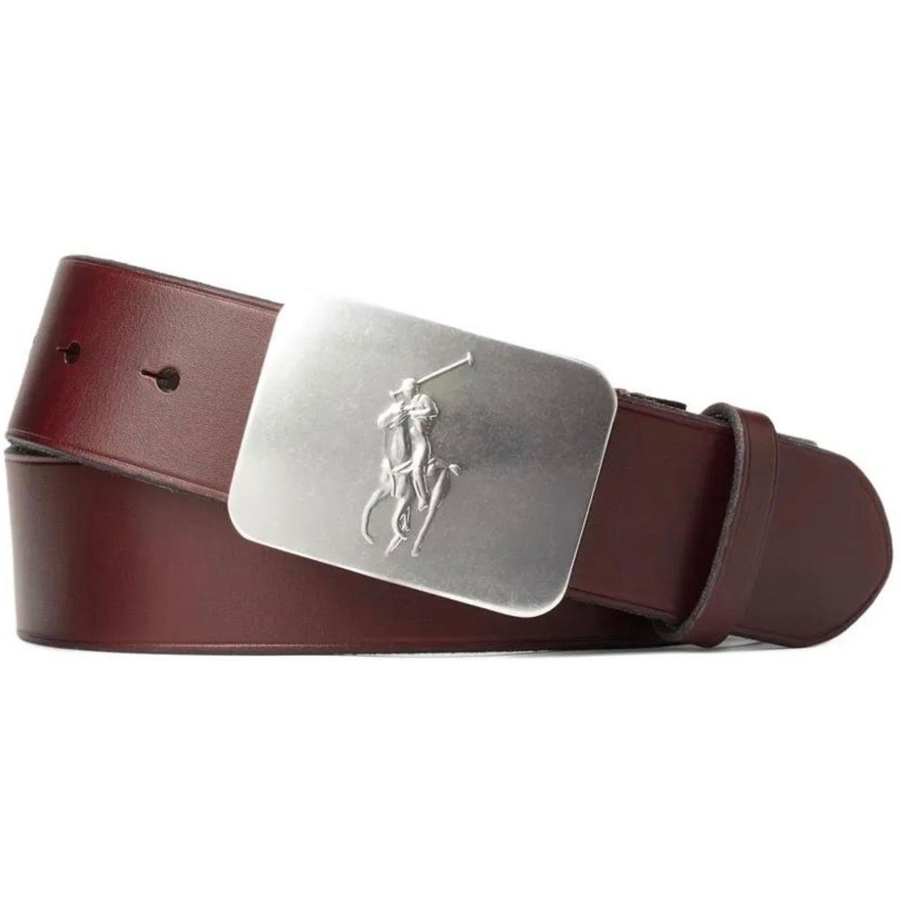 Polo Ralph Lauren Pony-Plaque Leather Classic Cordovan Briwn Belt size 49